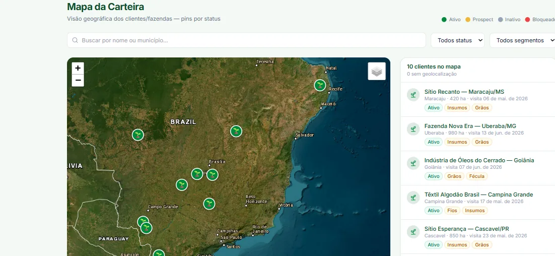 Talhões, NDVI e solo, tela do JedIN AgroTech
